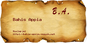 Bahis Appia névjegykártya